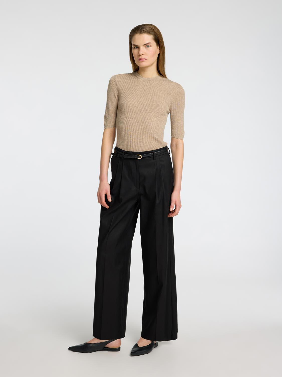 Ingrid Strikket Topp - Beige/ Island Fossil