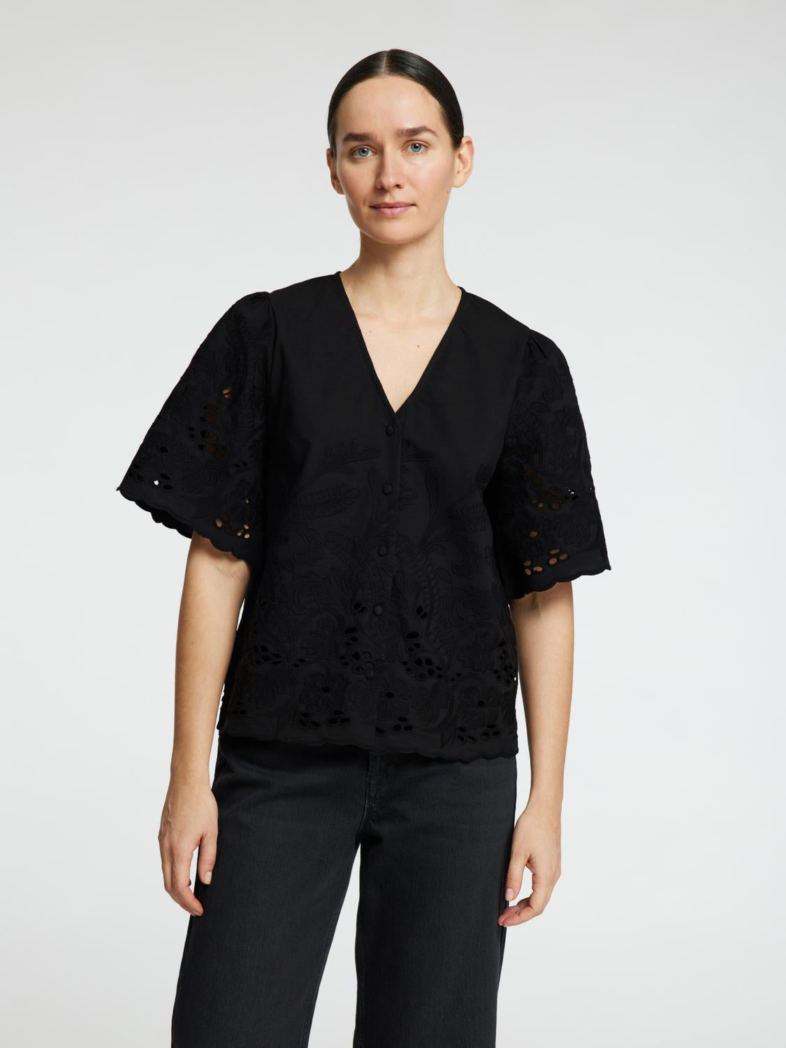 Dahlia SS Skjorte - Sort/ Black