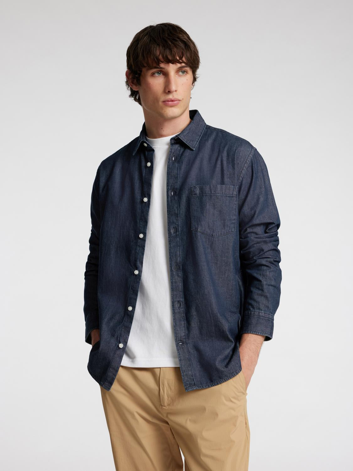 Regular Carlo Skjorte - Blå/ Dark Blue Denim