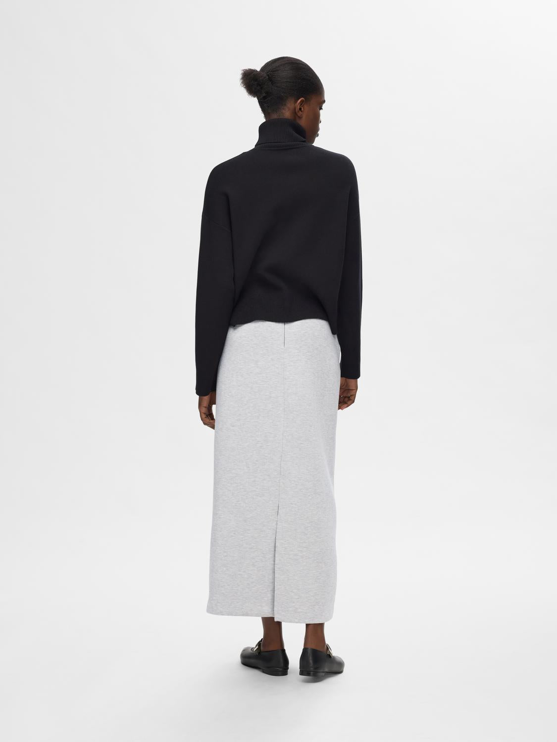 Jamila Midi Skjørt - Grå/ Light Grey Melange