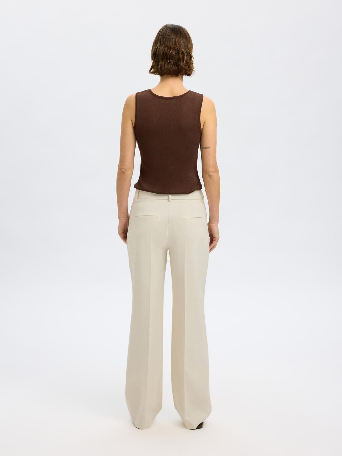 Rita Wide DRessbukser - Beige/ Birch