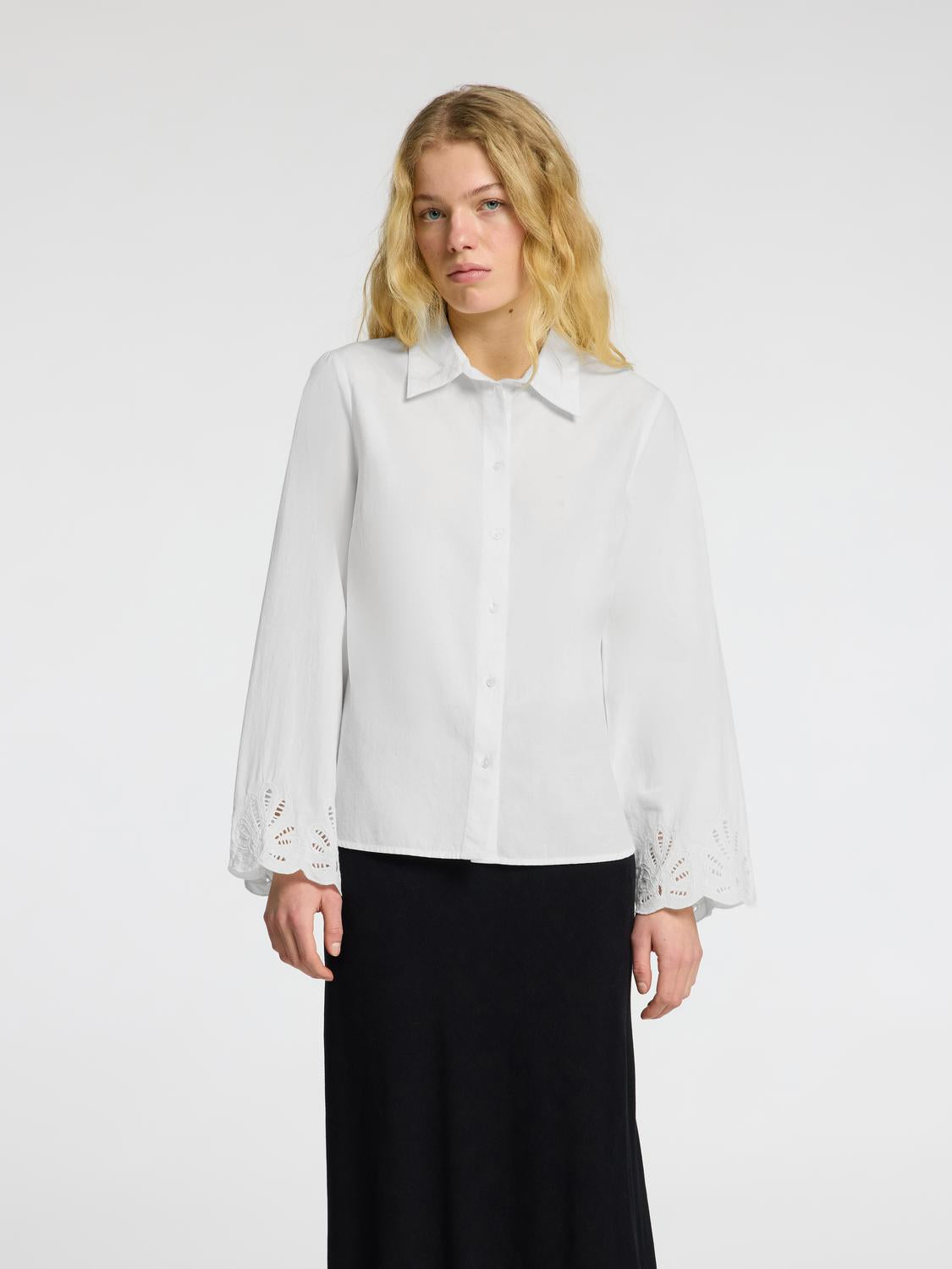 Dahlia Lang Arm Skjorte - Hvit/ Bright White