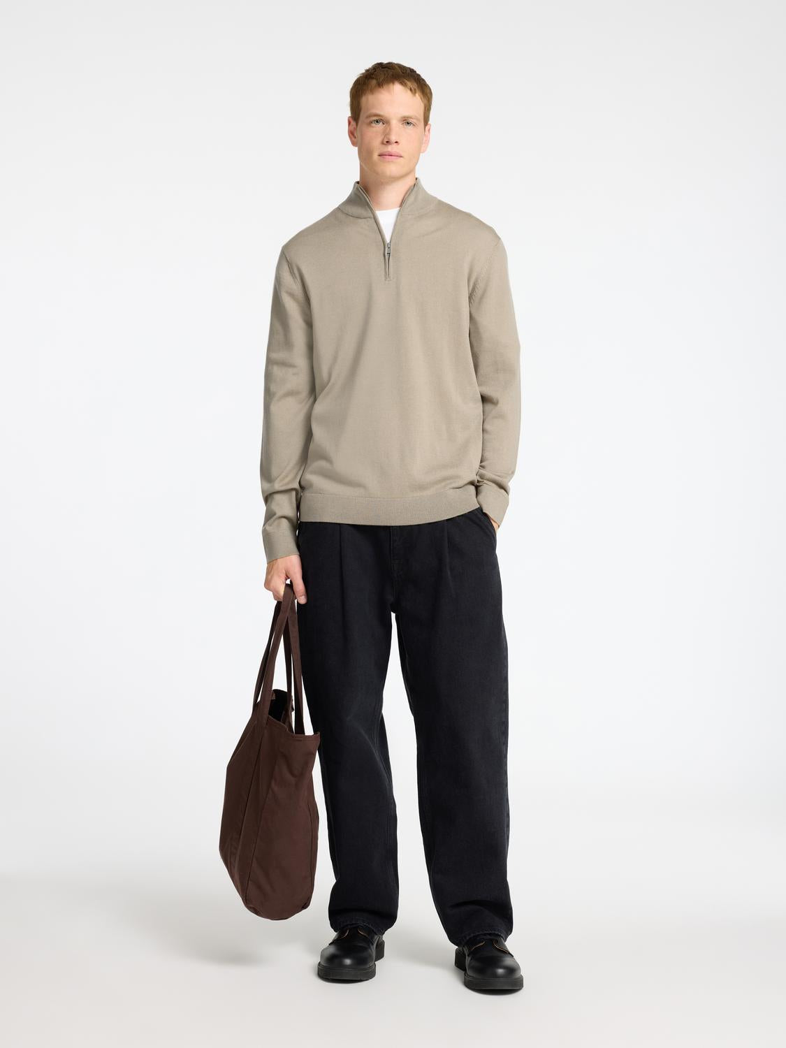 Tray Half zip Genser - Beige/ Kelp