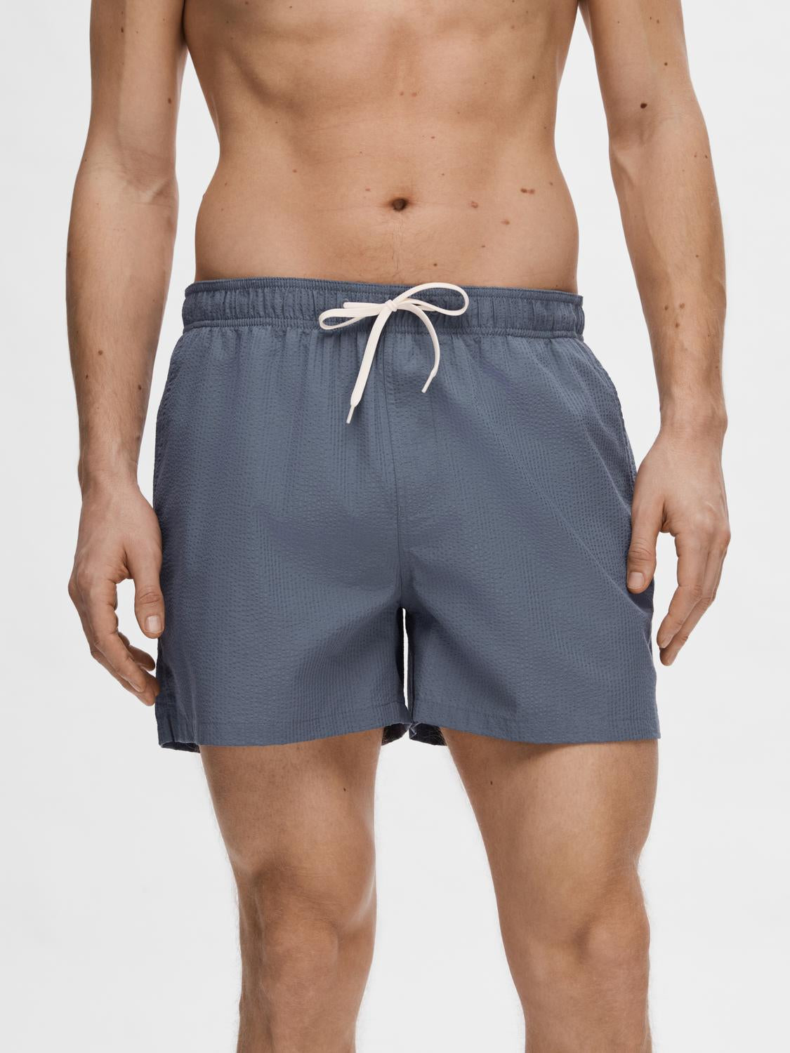 Cooper Seersucker Bade Shorts  - Blå/ Bering Sea