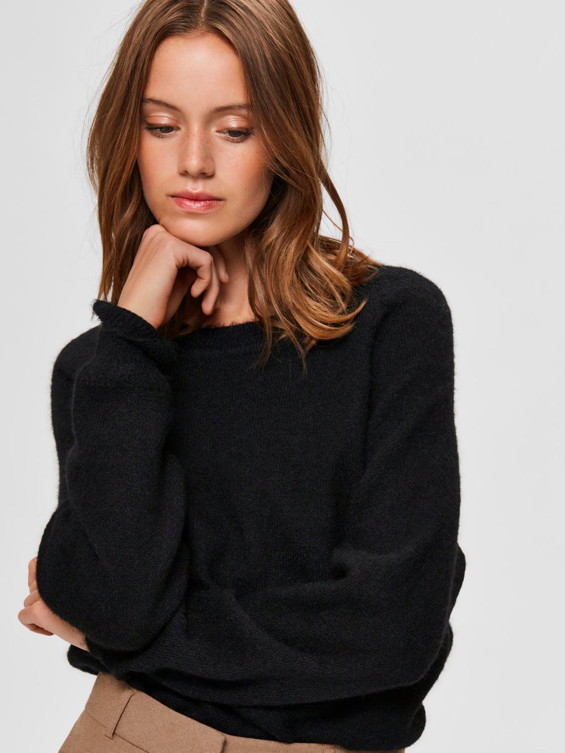 Lulu O-Neck Strikket Genser - Sort