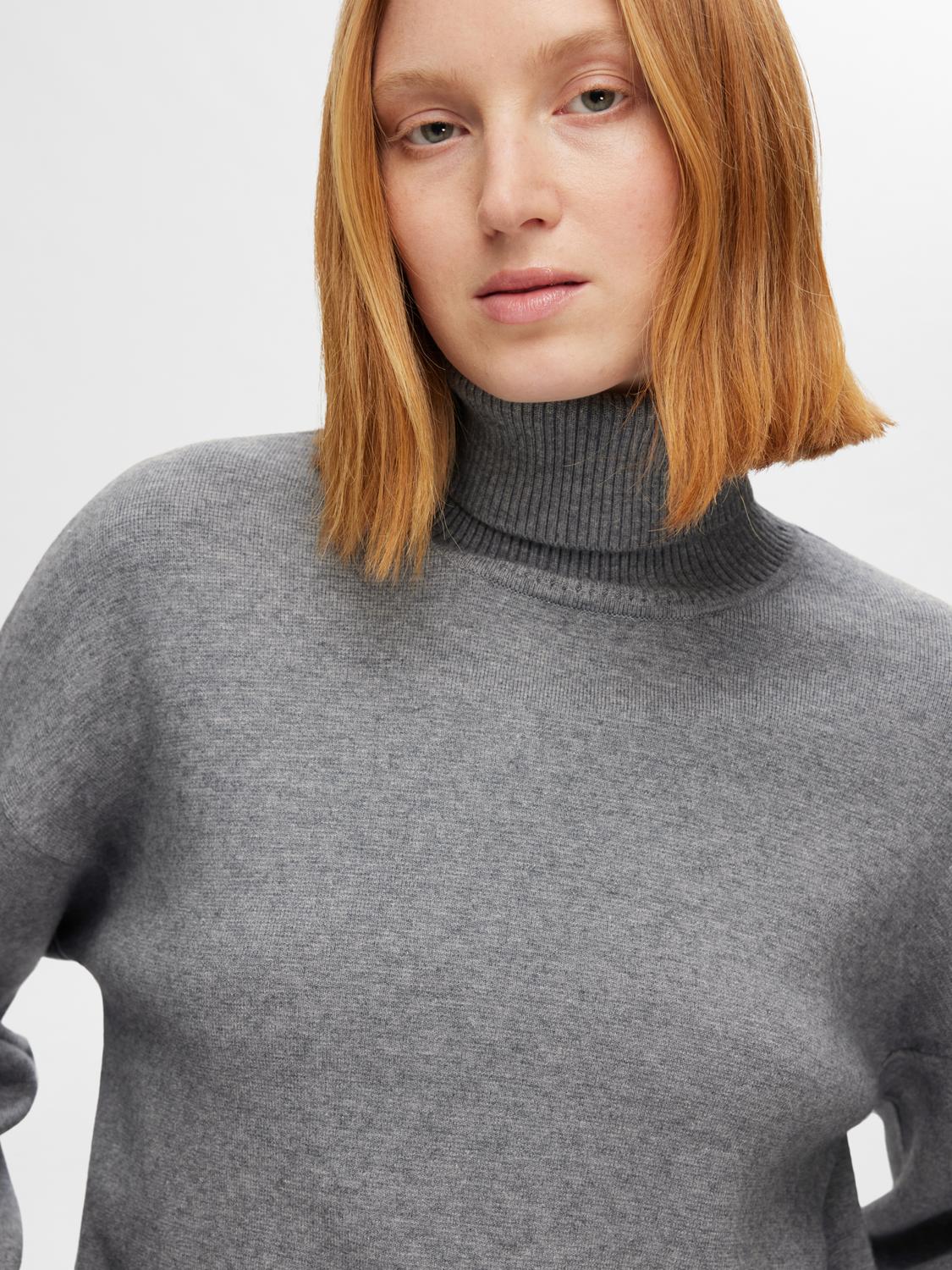 Kamma Genser med høy hals - Grå/ Medium Grey Melange