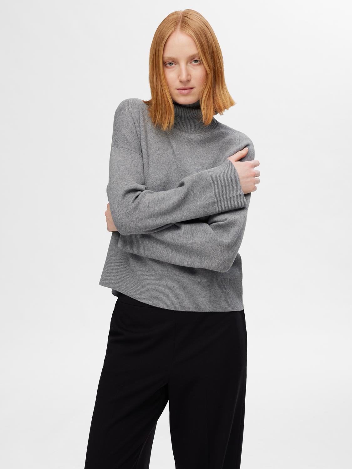 Kamma Genser med høy hals - Grå/ Medium Grey Melange