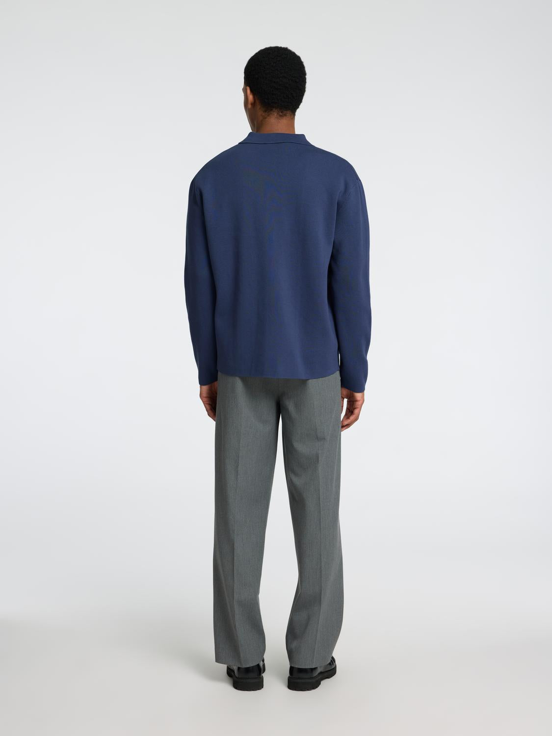 Mike Strikket Polo Cardigan - Blå/ Oceana