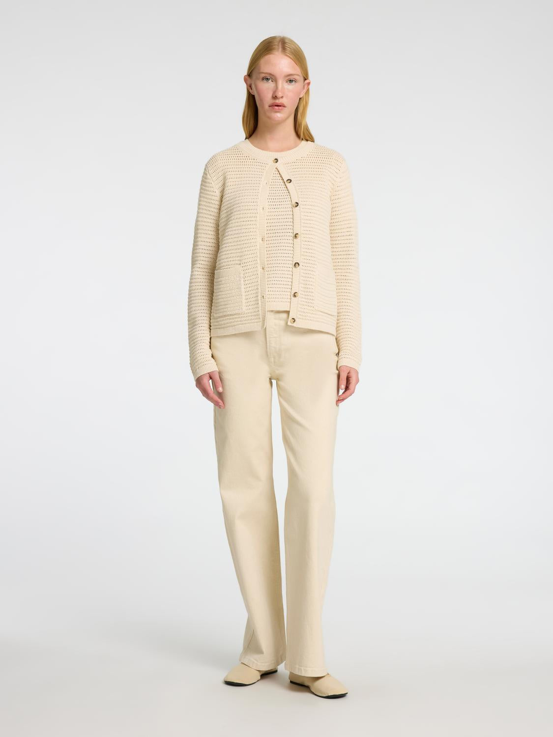 Vinna Strikket Cardigan - Beige/ Birch
