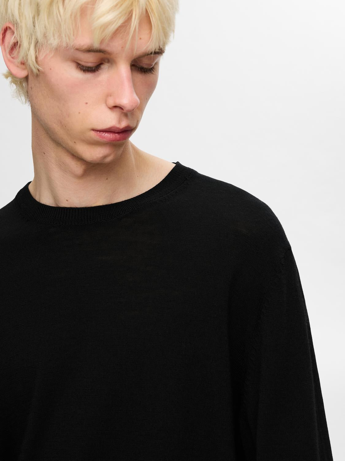 Tray Merino Crew-neck Genser - Sort/ Black