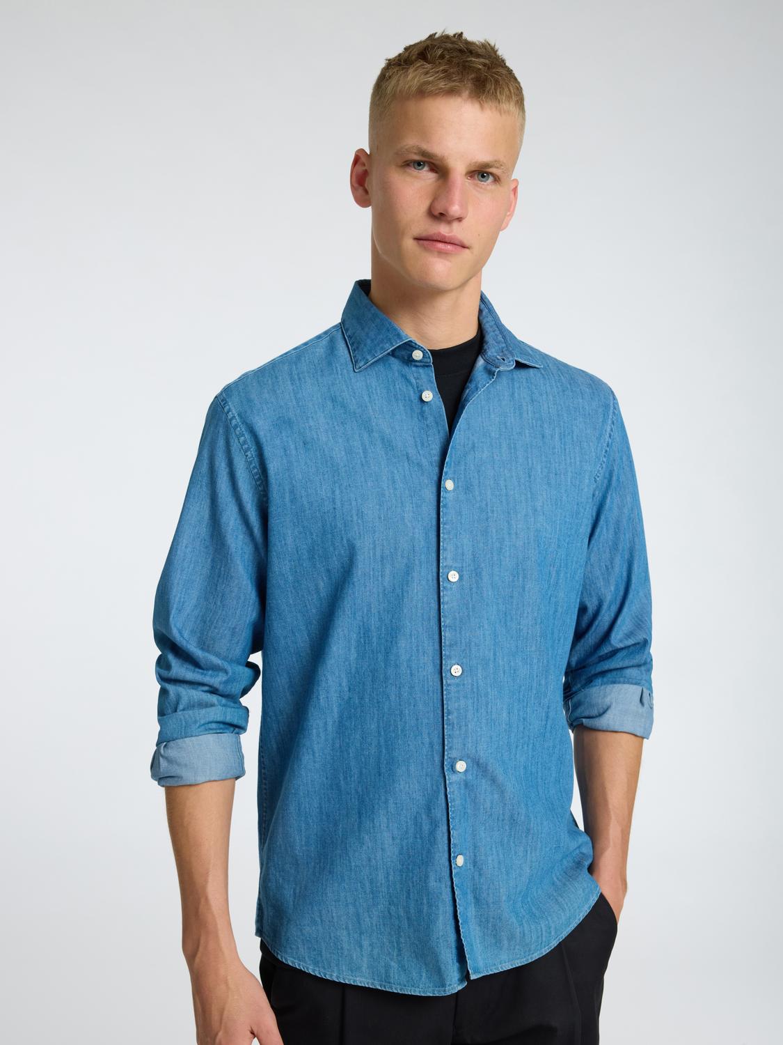 Regular Bond Denim Shirt - Blå/ Medium Blue Denim