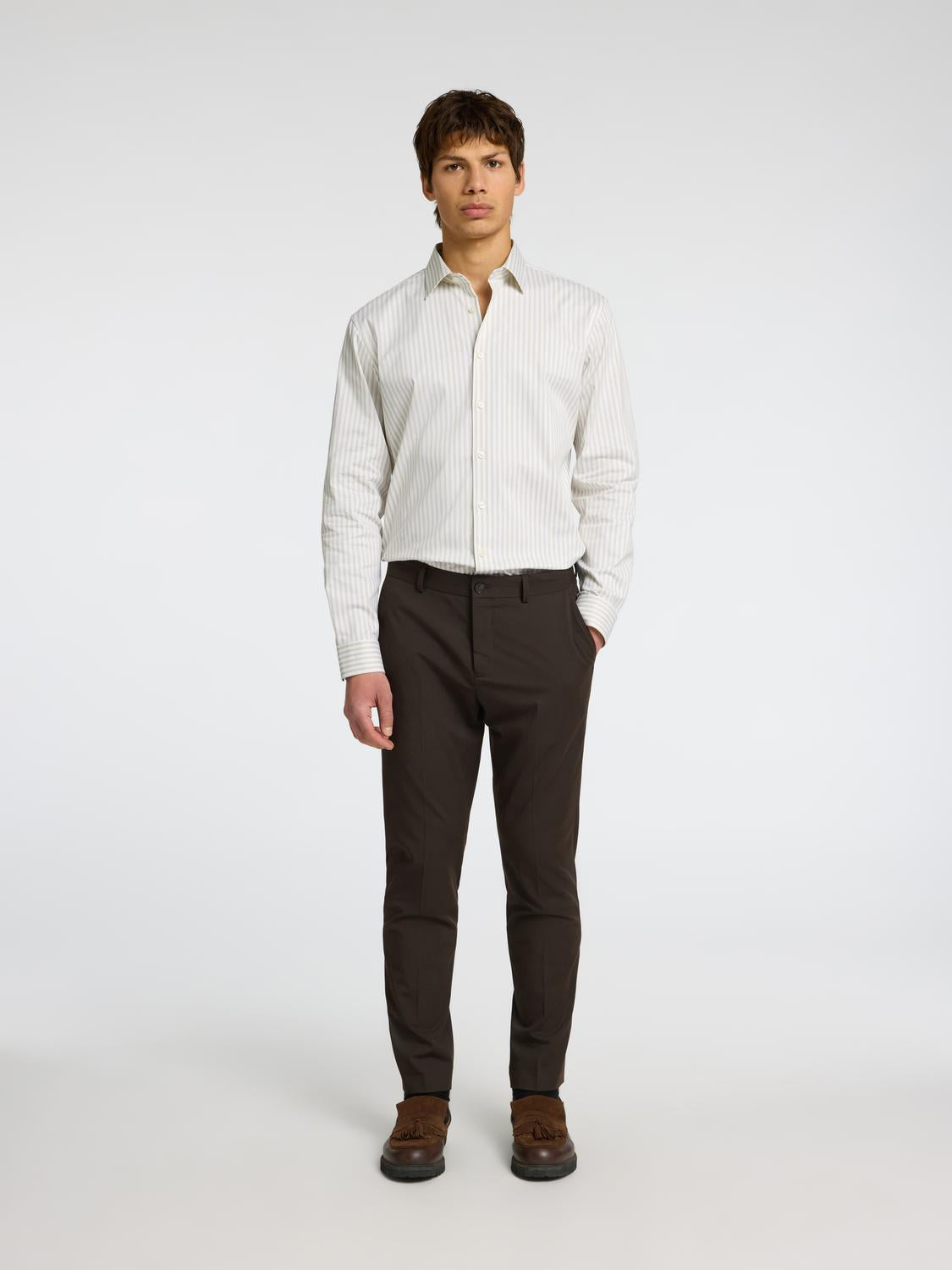 Slim Performance Skjorte - Beige/ Sand