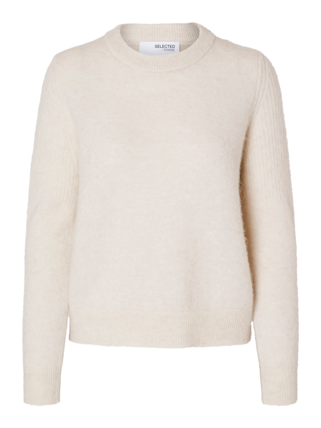 Sia Ras O-Neck strikket Genser - Beige/ Birch