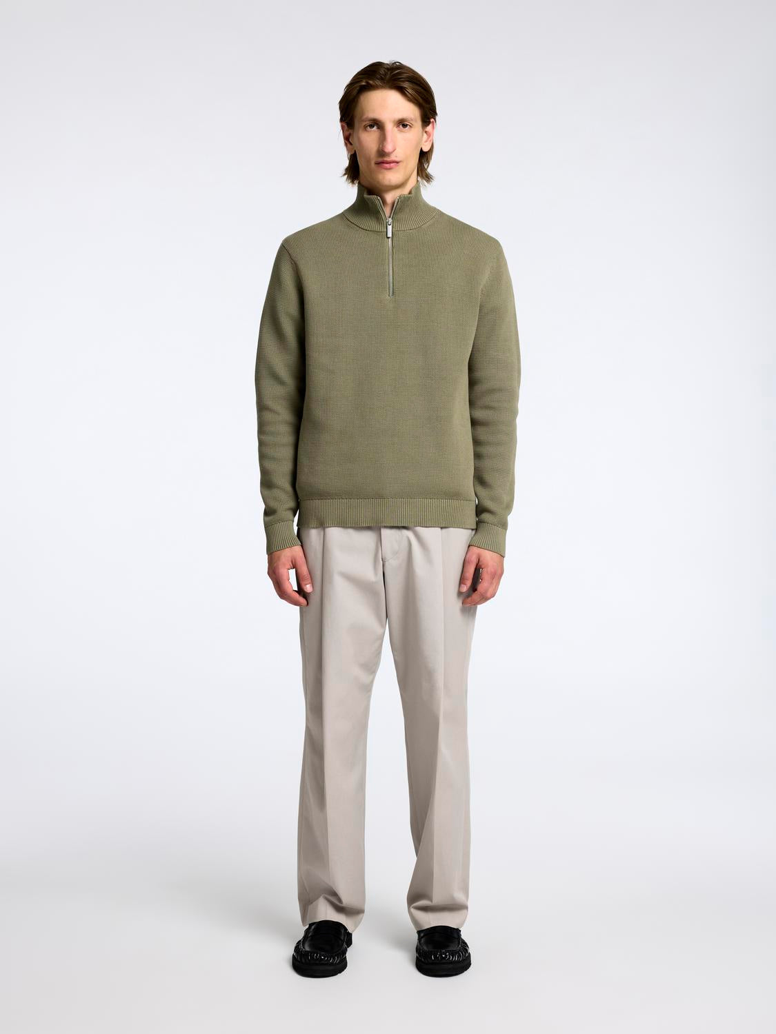 Dane Half Zip Genser - Grønn/ Vetiver