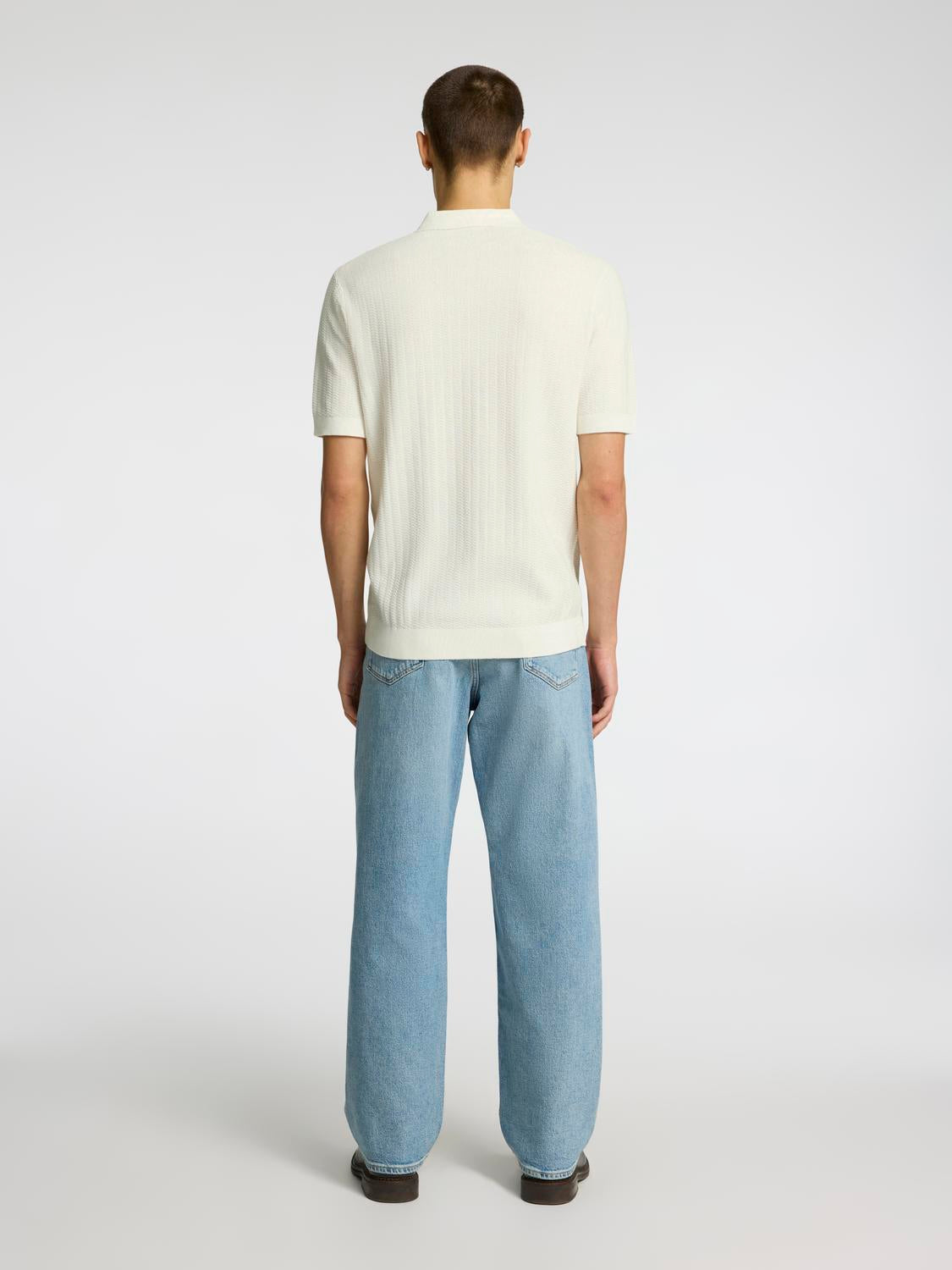 Cran Strikket Half Zip - Beige/ Egret