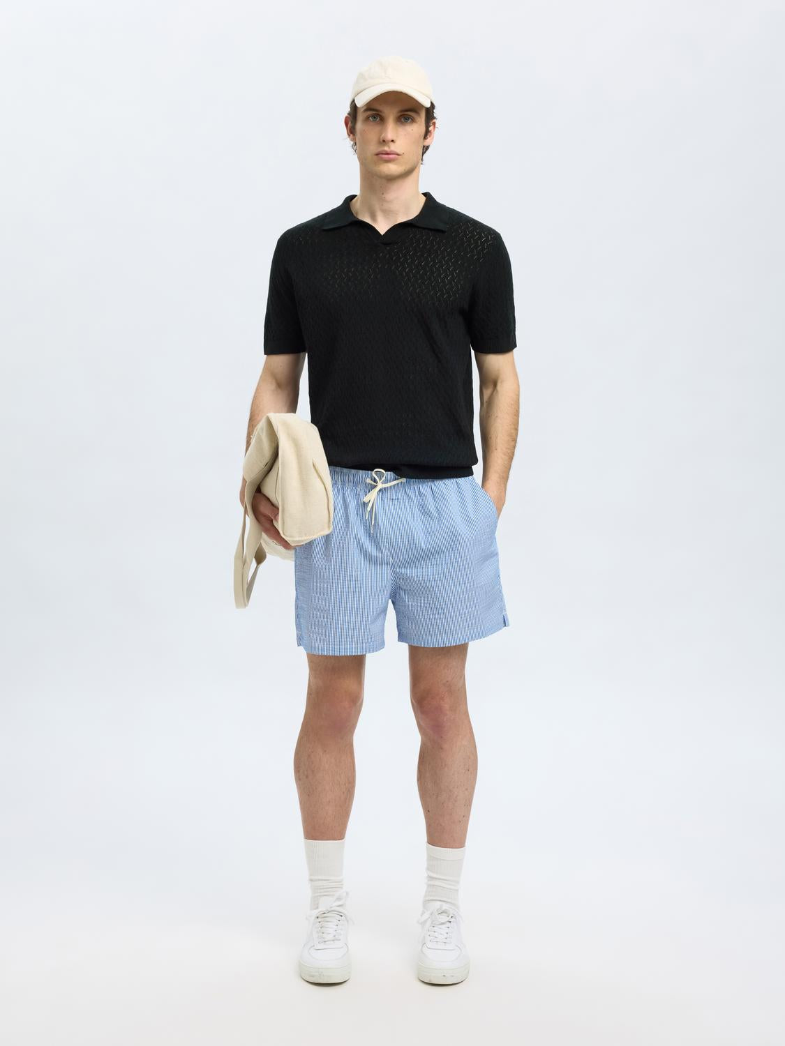 Lino Kort Arm Topp - Sort/ Black