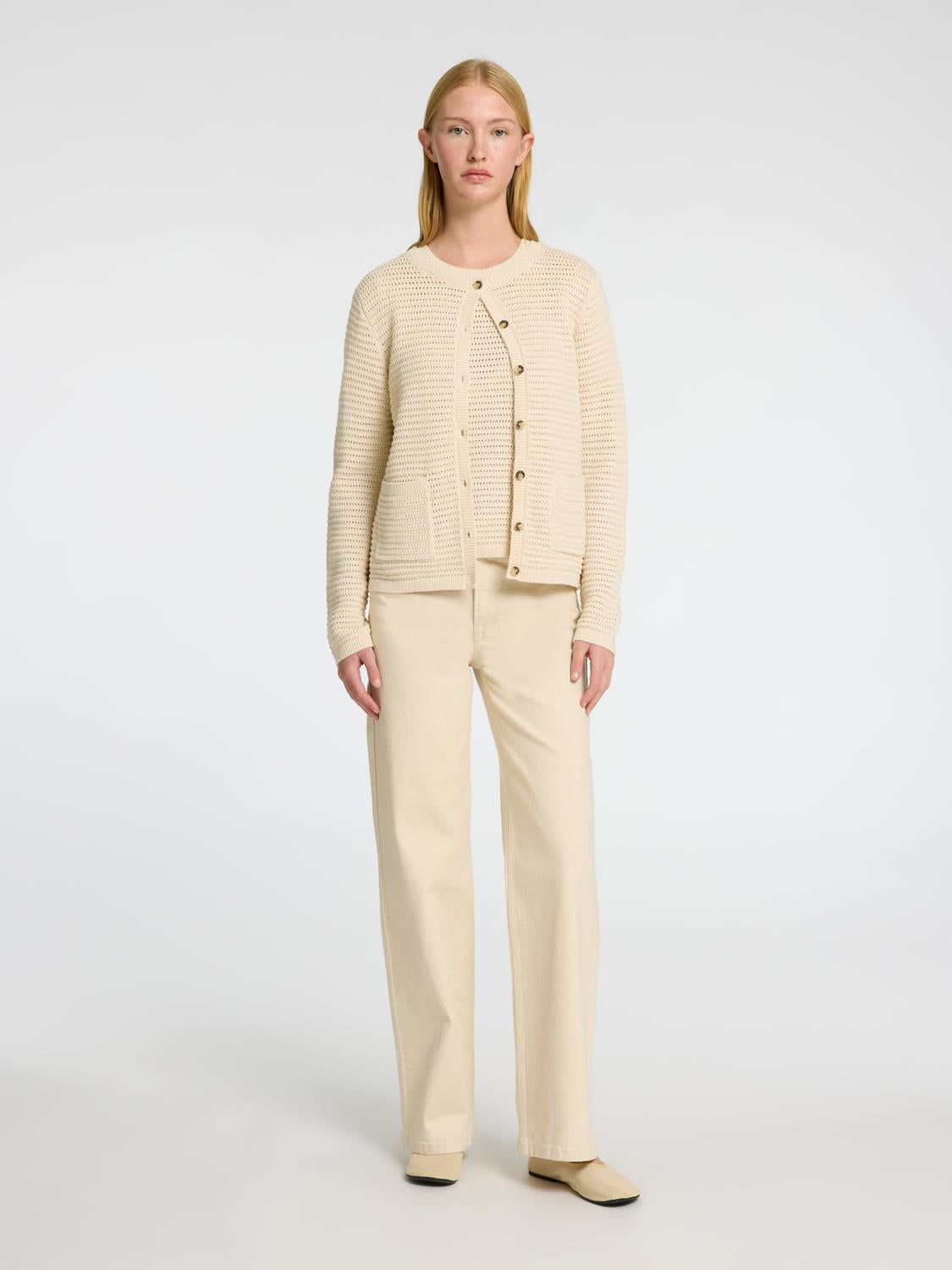 Vinna Strikket Cardigan - Beige/ Birch