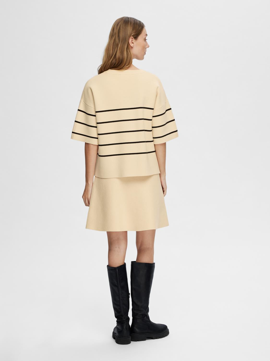 Liva genser med kort arm - Beige/ Birch