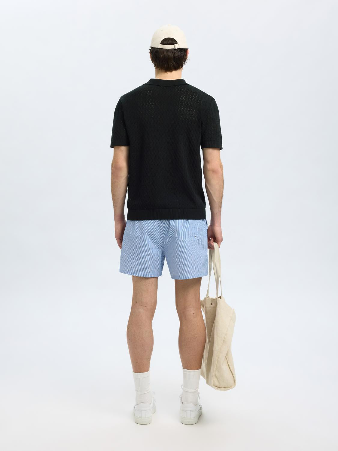 Lino Kort Arm Topp - Sort/ Black