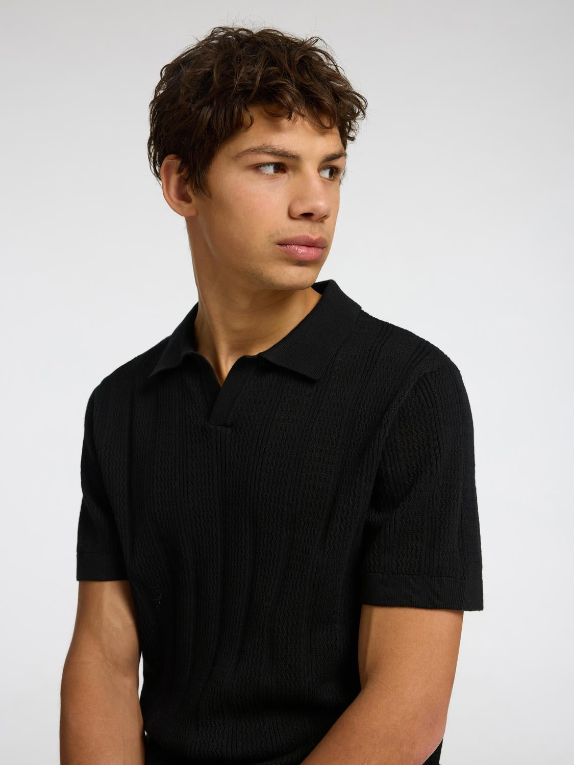 Wells Strikket Polo T-skjorte - Black