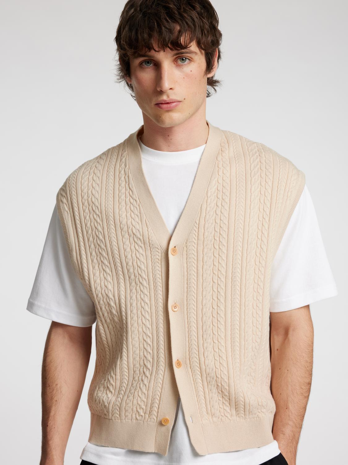 Elis Strikket Cardigan - Beige/ Oatmeal
