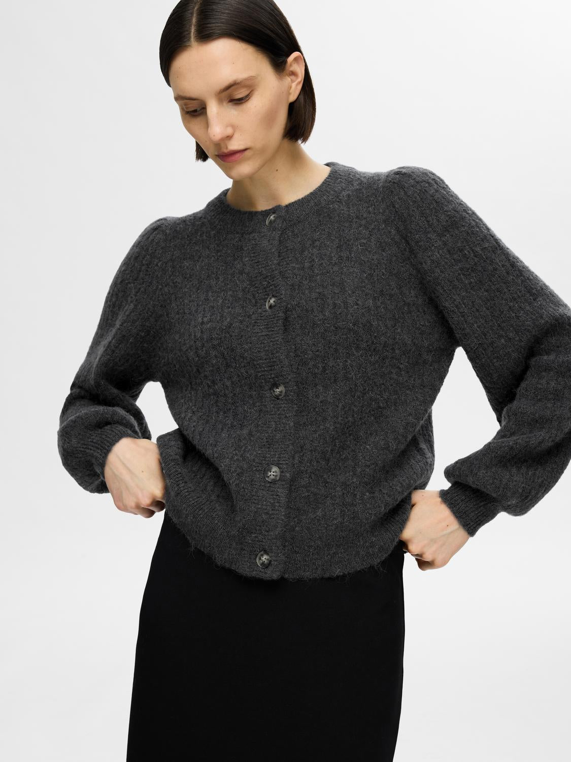 Lulu Strikket Cardigan - Grå/ Volcanic Ash