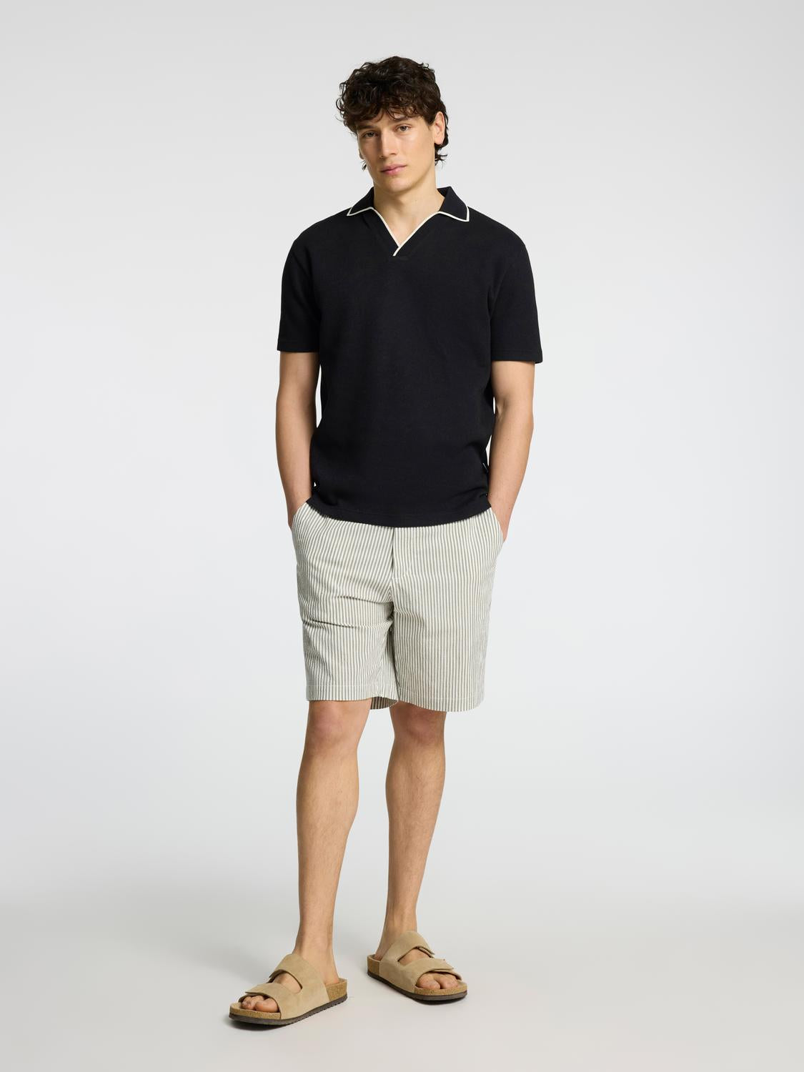 Karl Stripete Shorts - Grønn/ Kalamata