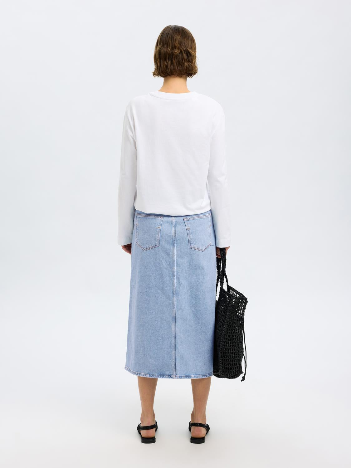 Krista Gerda Langt Denim Skjørt - Blå/ Light Blue Denim