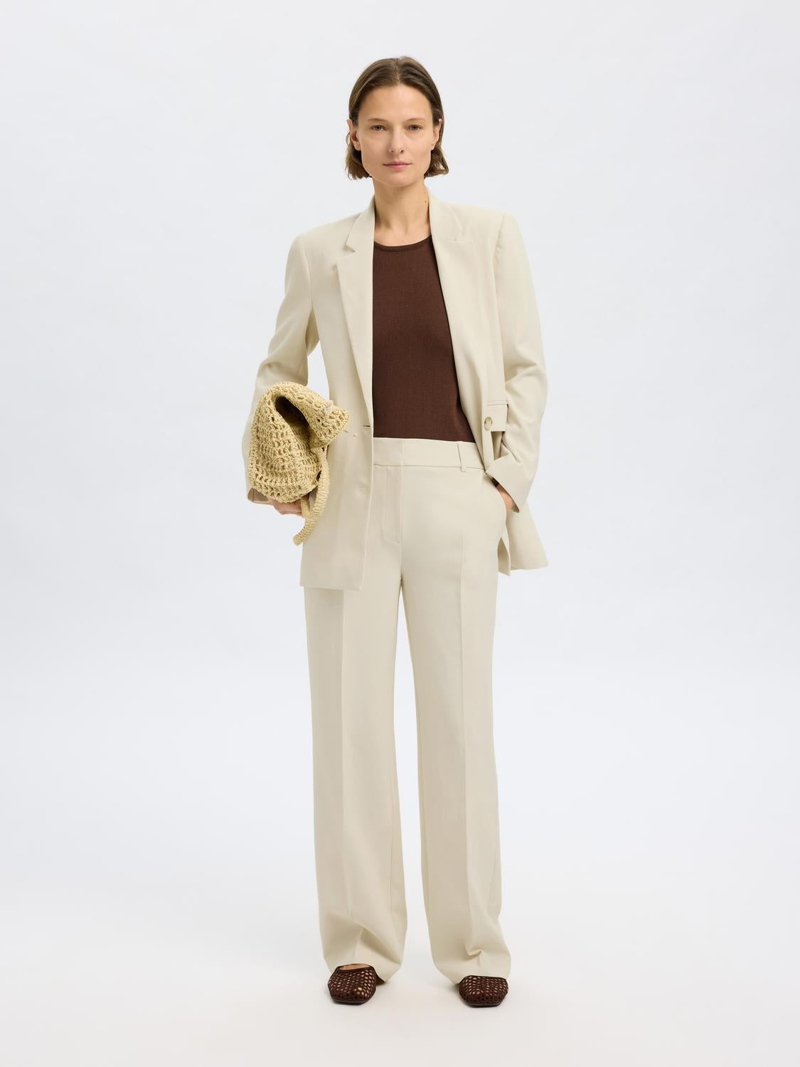 Rita Wide DRessbukser - Beige/ Birch