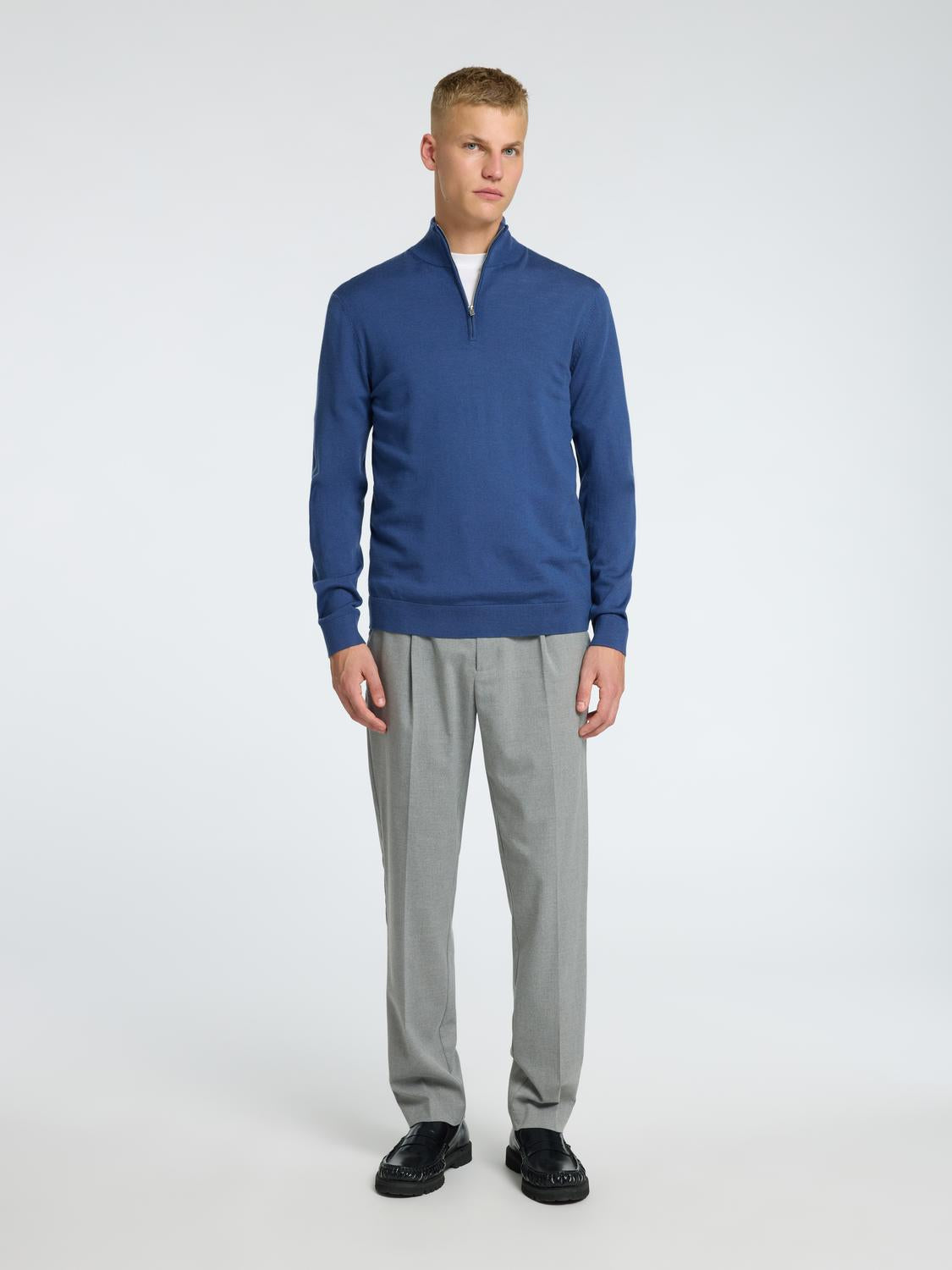 Tray Merino Half Zip Genser - Blå/ Oceana