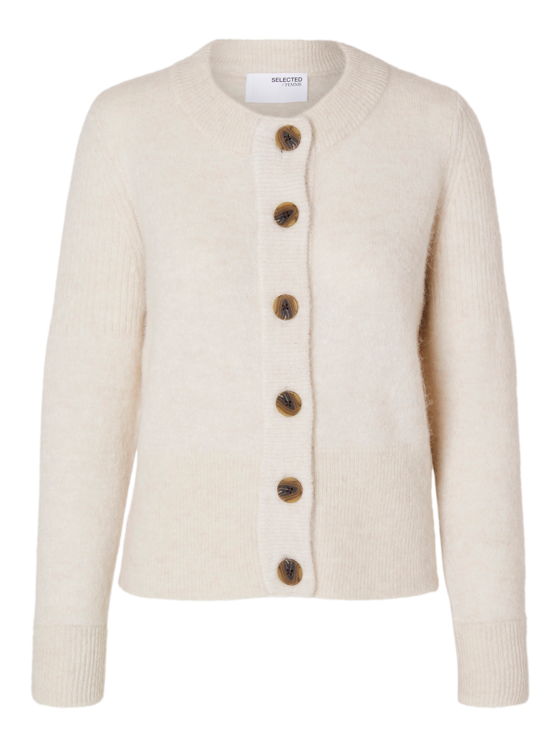 Sia Ras Strikket Cardigan - Beige/ Birch