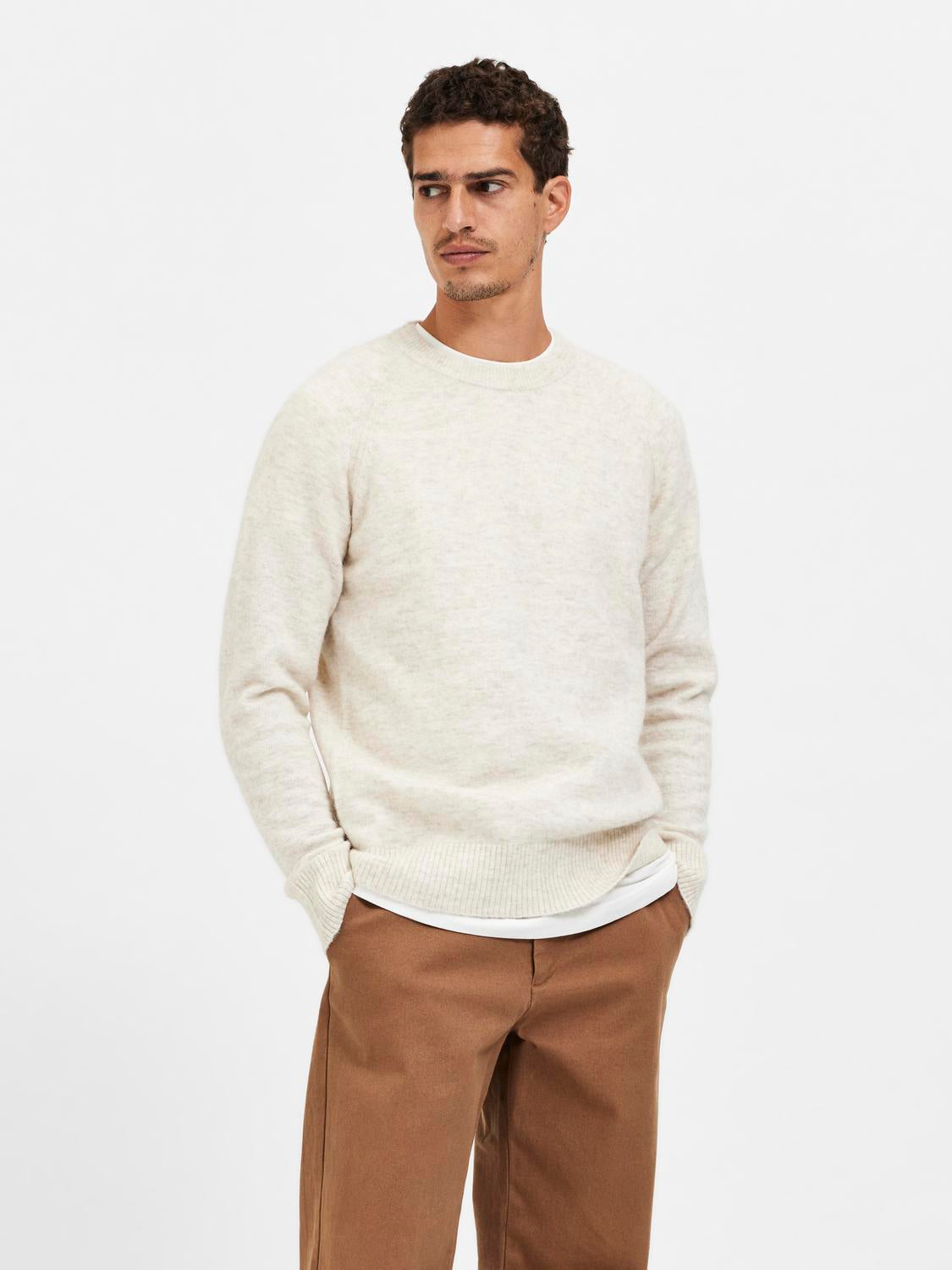 Rai Strikket Genser - Beige/ Oatmeal