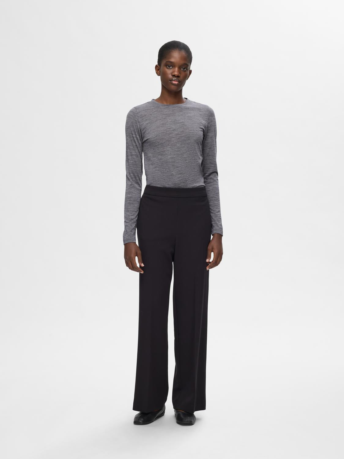 Wola O-neck Topp - Grå/ Steel Gray