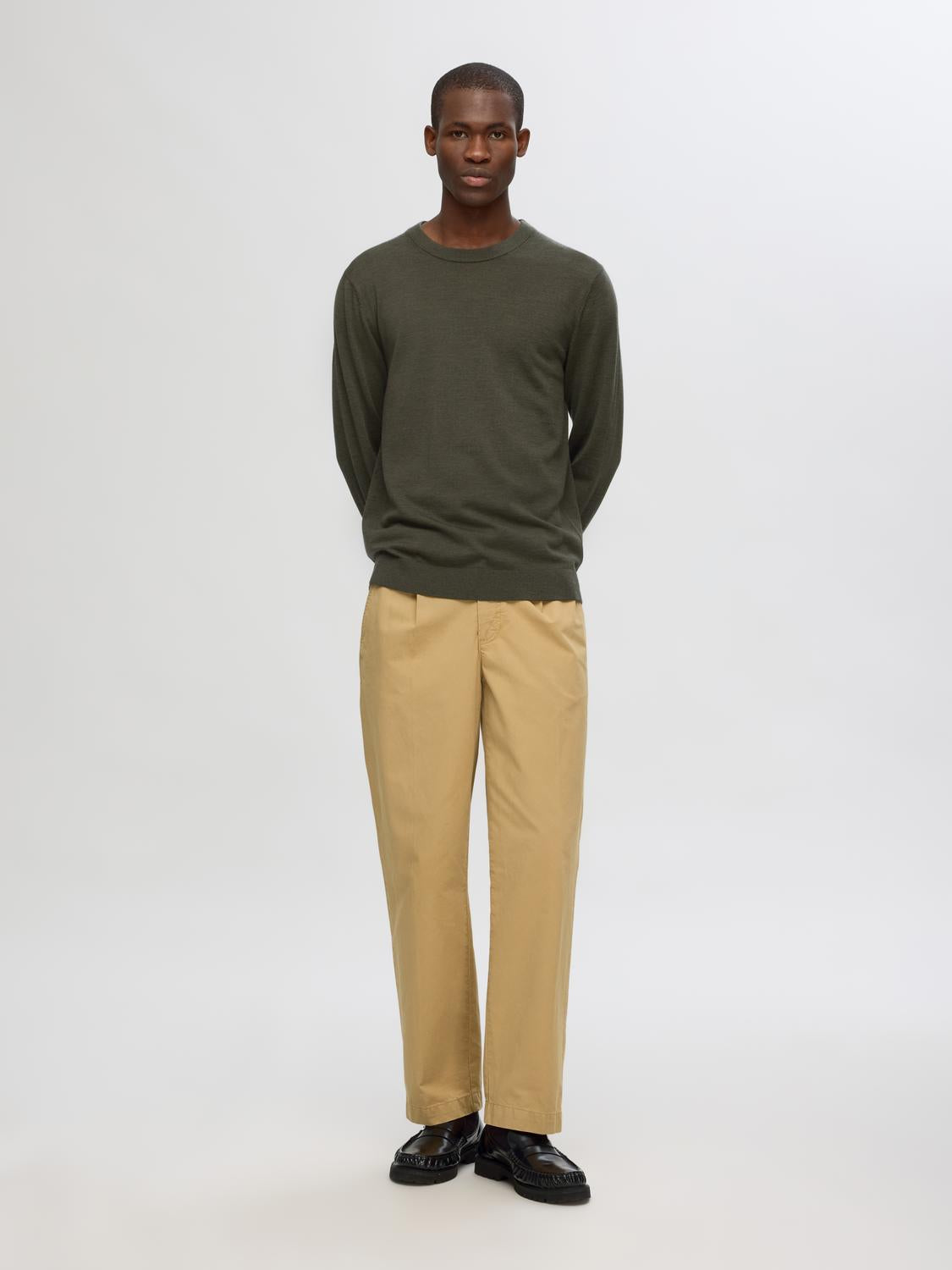 Tray Merino Crew-neck Genser - Grønn/ Forest Night