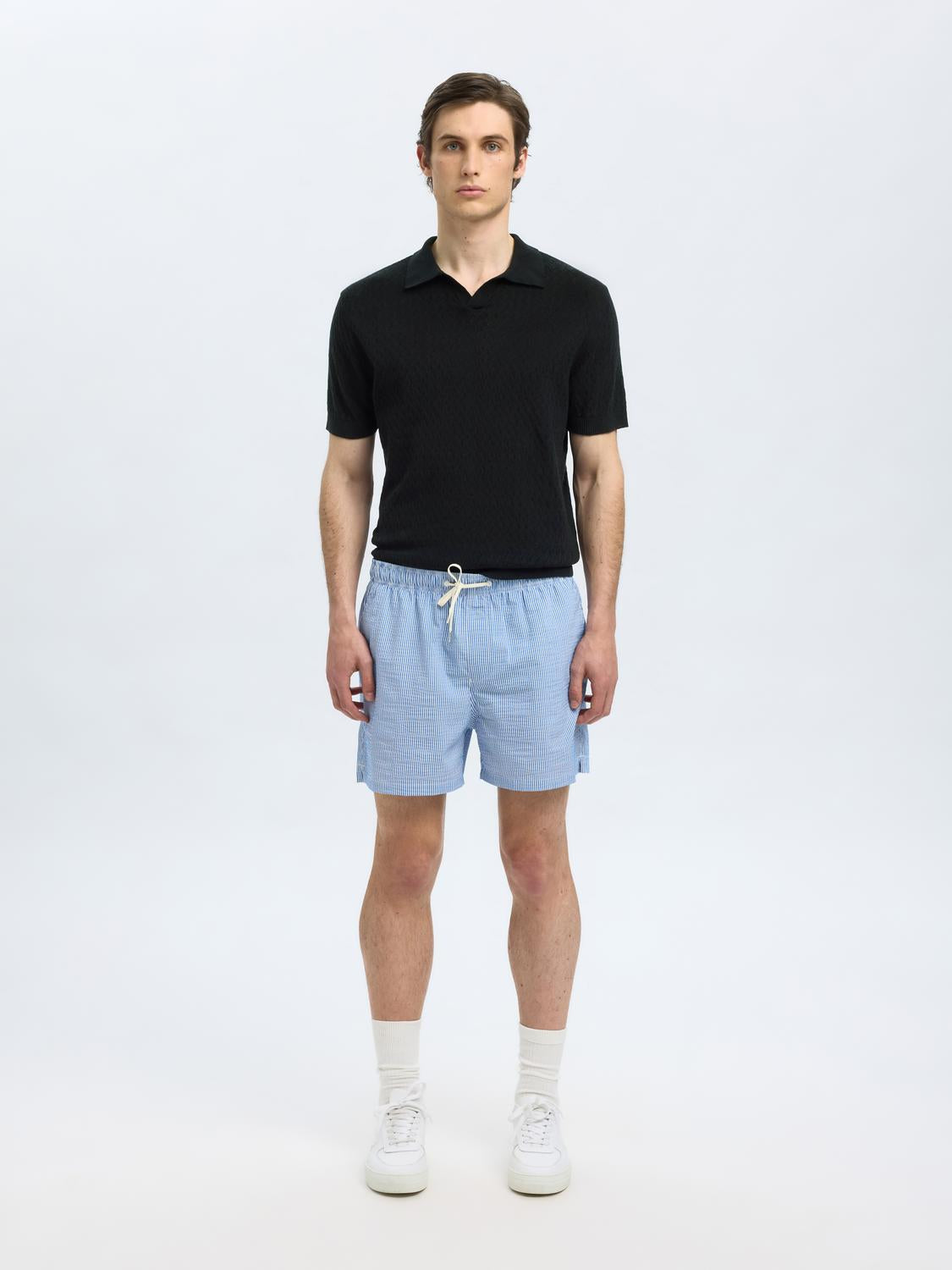 Lino Kort Arm Topp - Sort/ Black