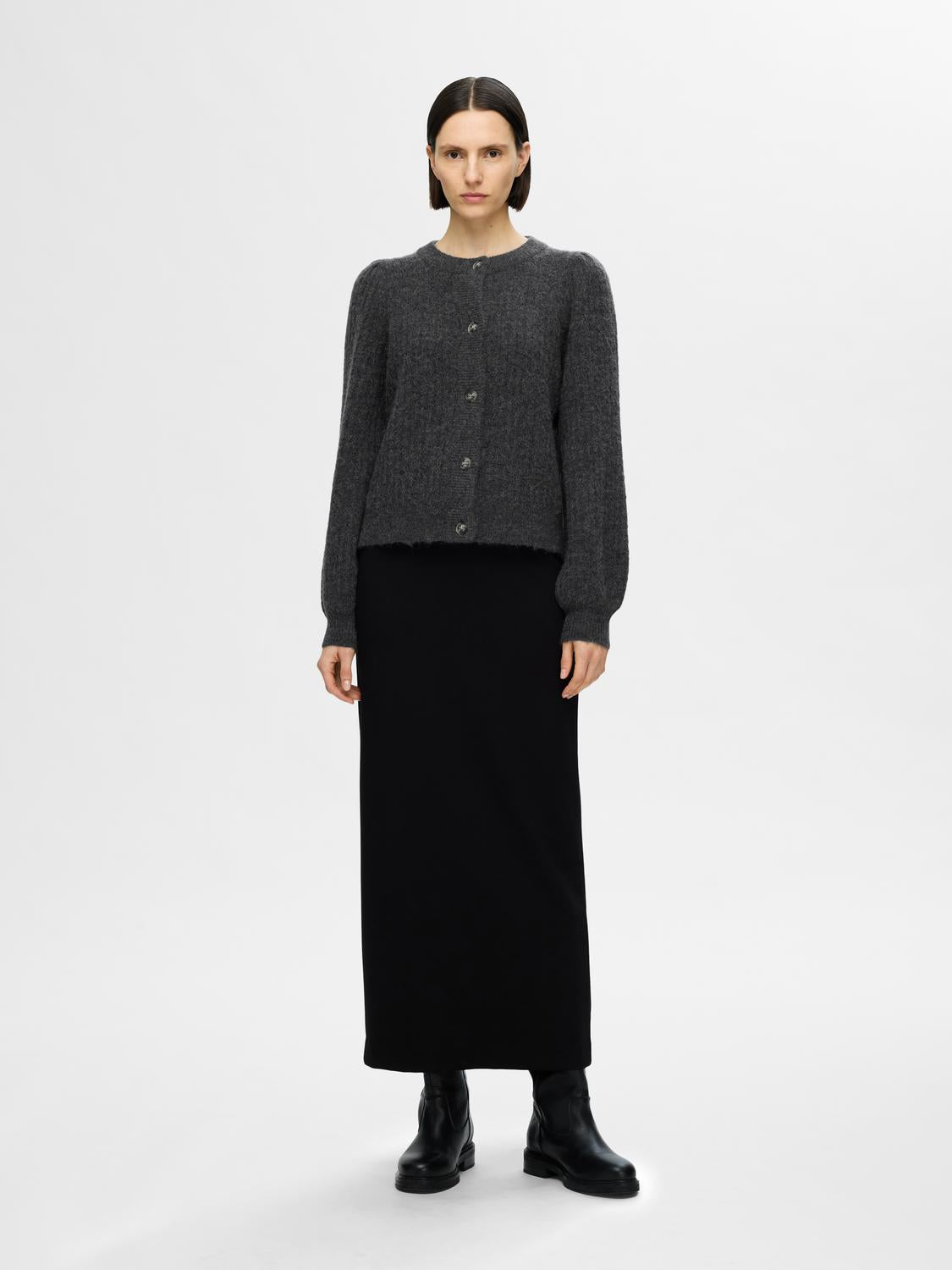 Lulu Strikket Cardigan - Grå/ Volcanic Ash
