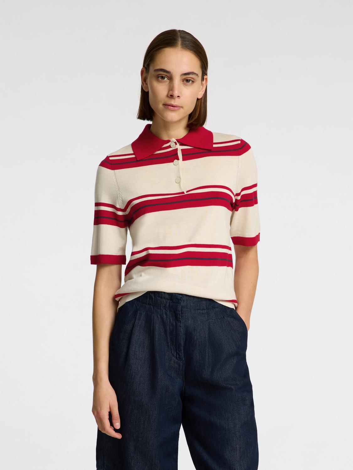 Thea Strikket Merino Genser - Beige/ Birch