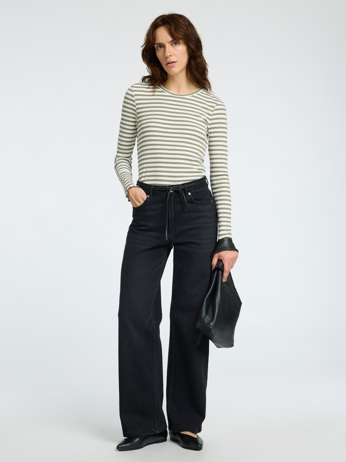 Anna Stripete T-Shirt - Grønn/ Vetiver