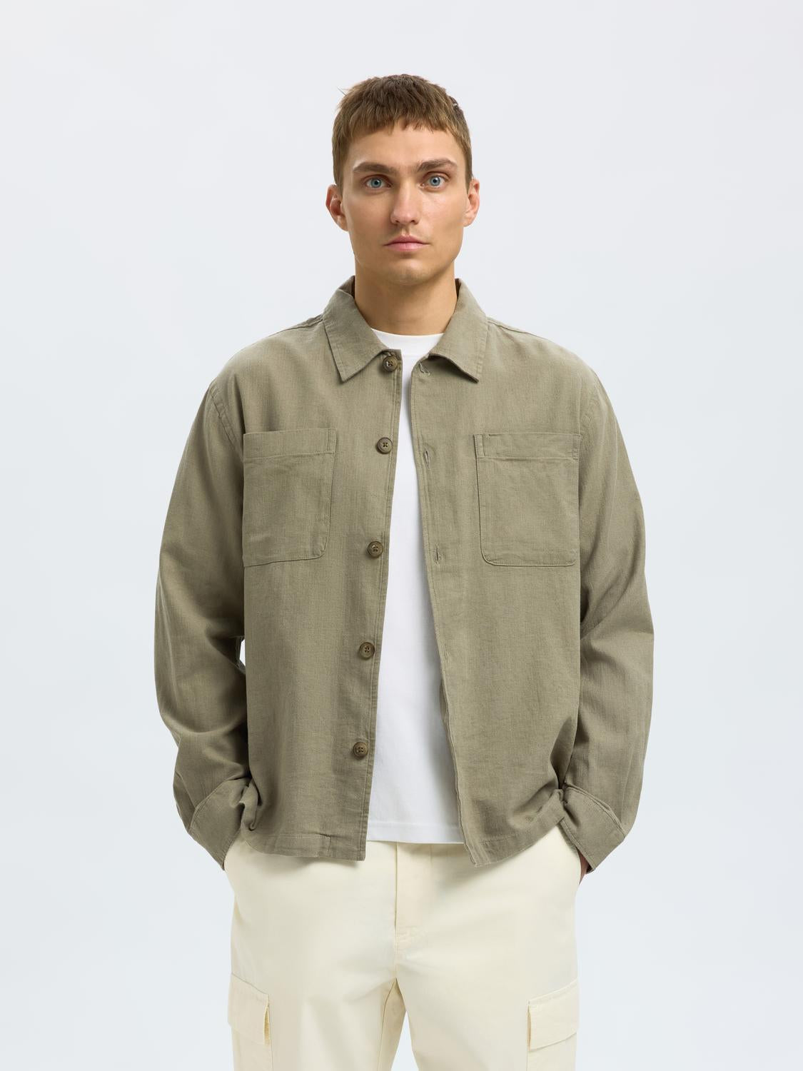 Brody LS Lin Overshirt - Grønn/ Vetiver