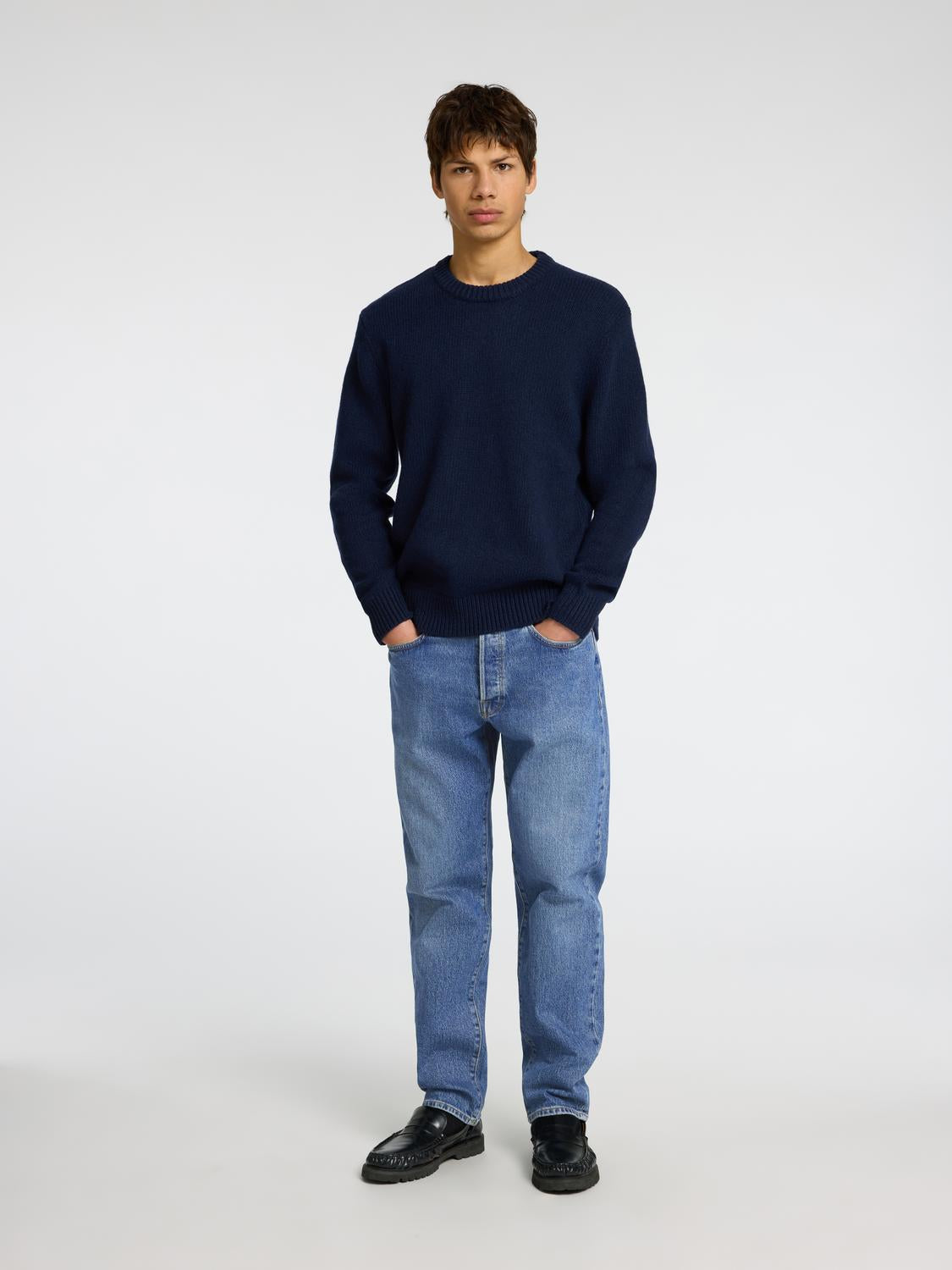 Straight Jeans - Blå/ Medium Blue Denim