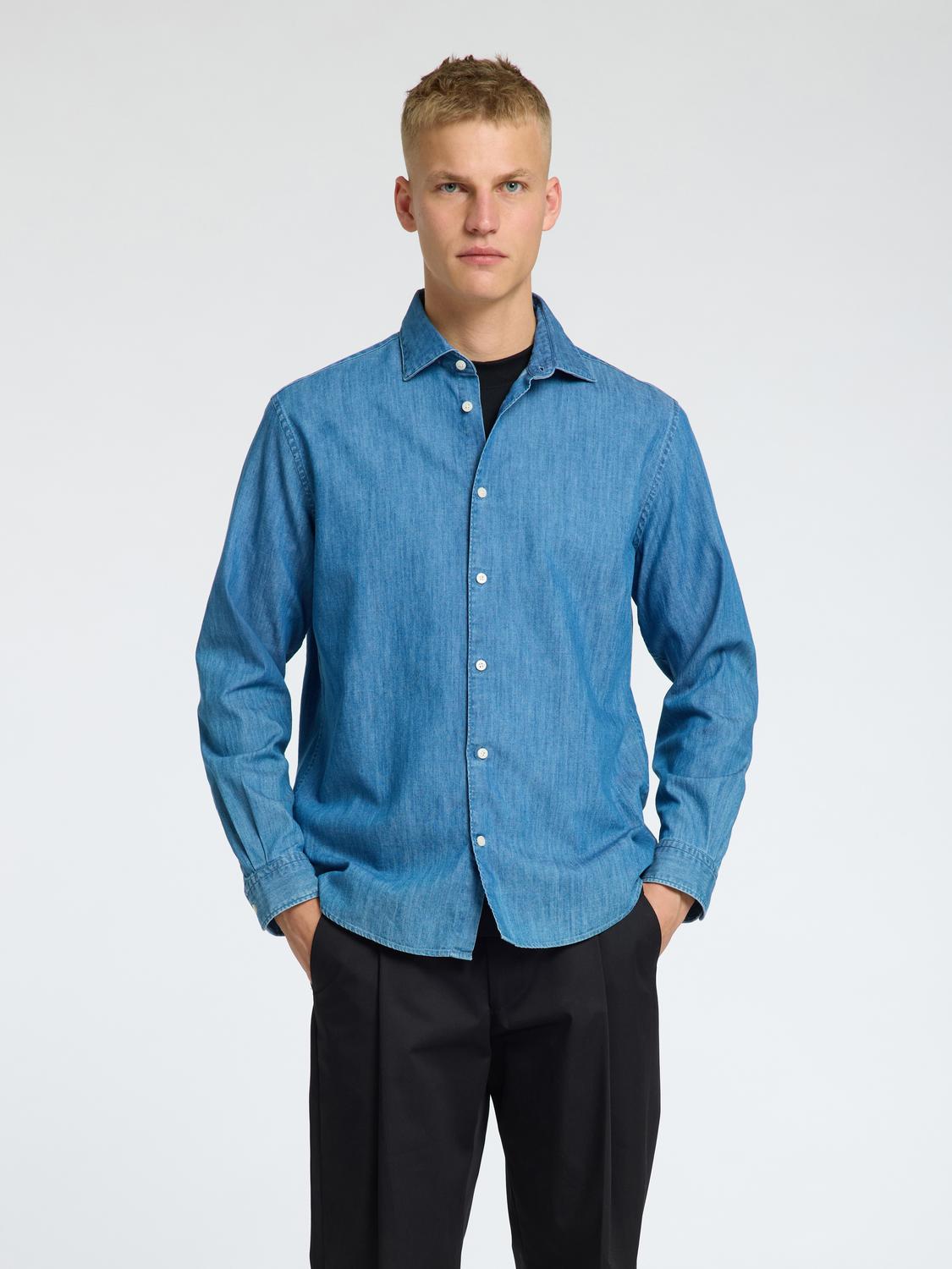 Regular Bond Denim Shirt - Blå/ Medium Blue Denim