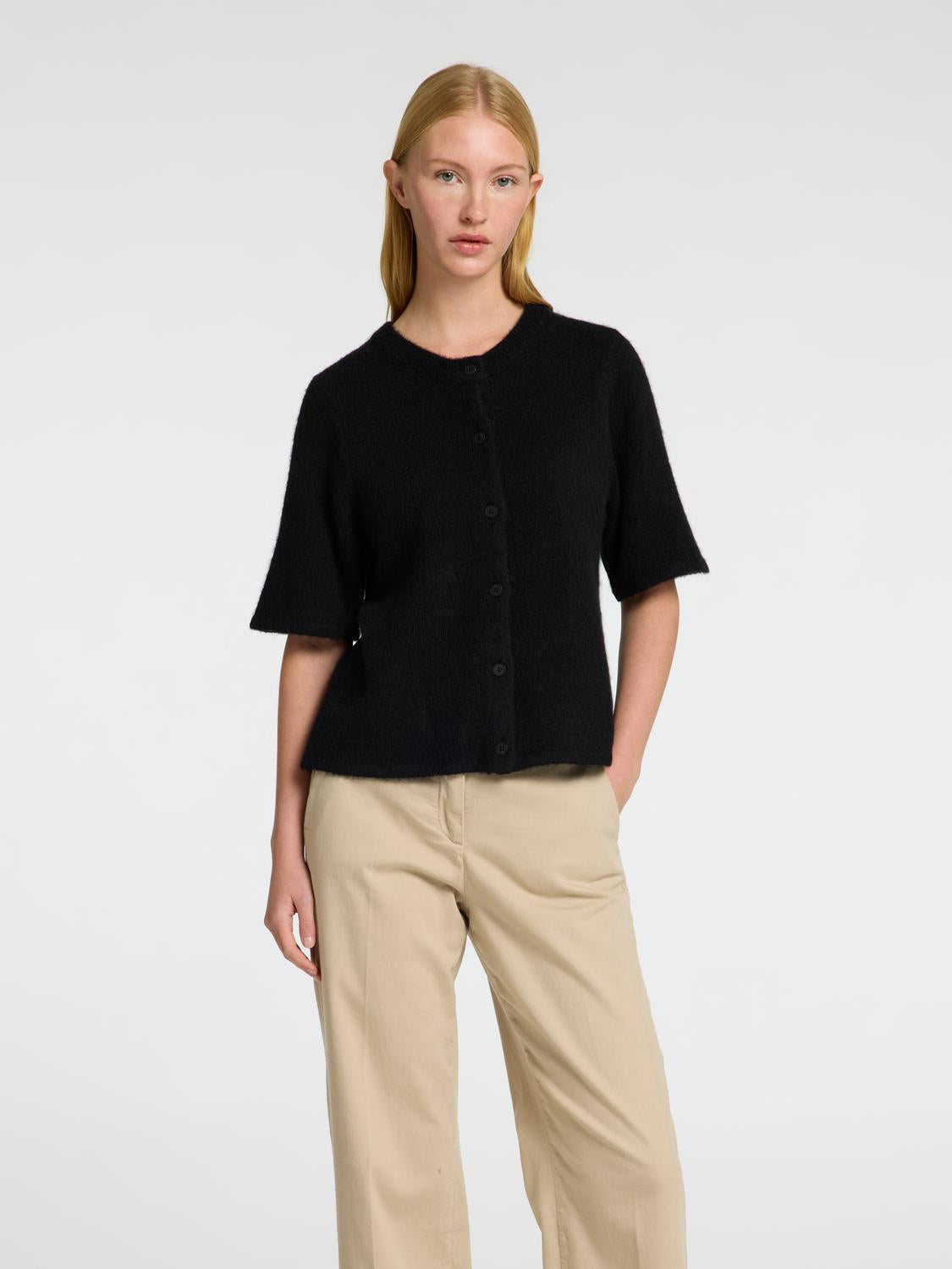 Lulu Strikket 2/4 Cardigan - Sort/ Black