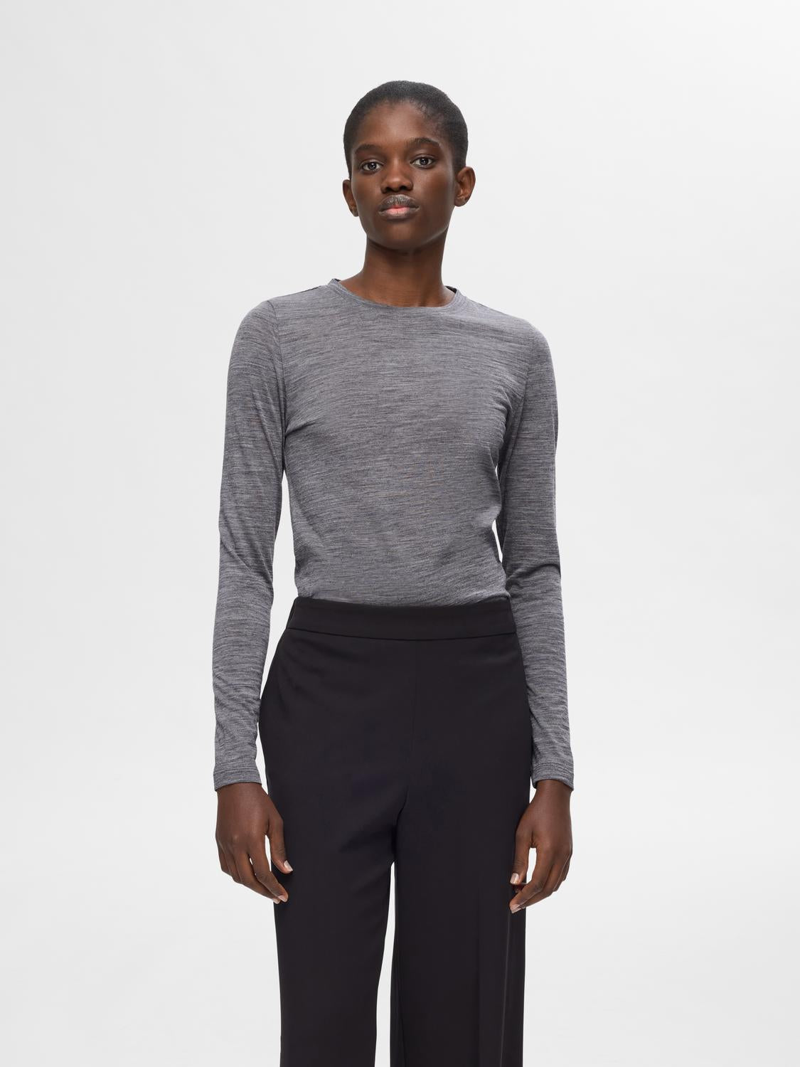 Wola O-neck Topp - Grå/ Steel Gray