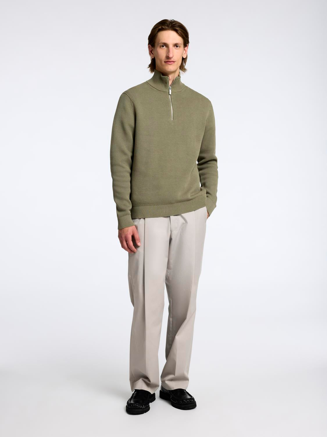 Dane Half Zip Genser - Grønn/ Vetiver