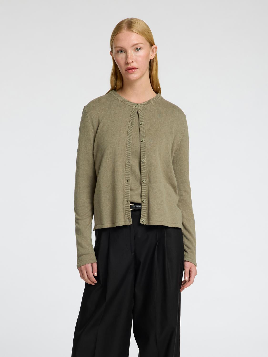 Laura Strikket Cardigan - Grønn/ Vetiver