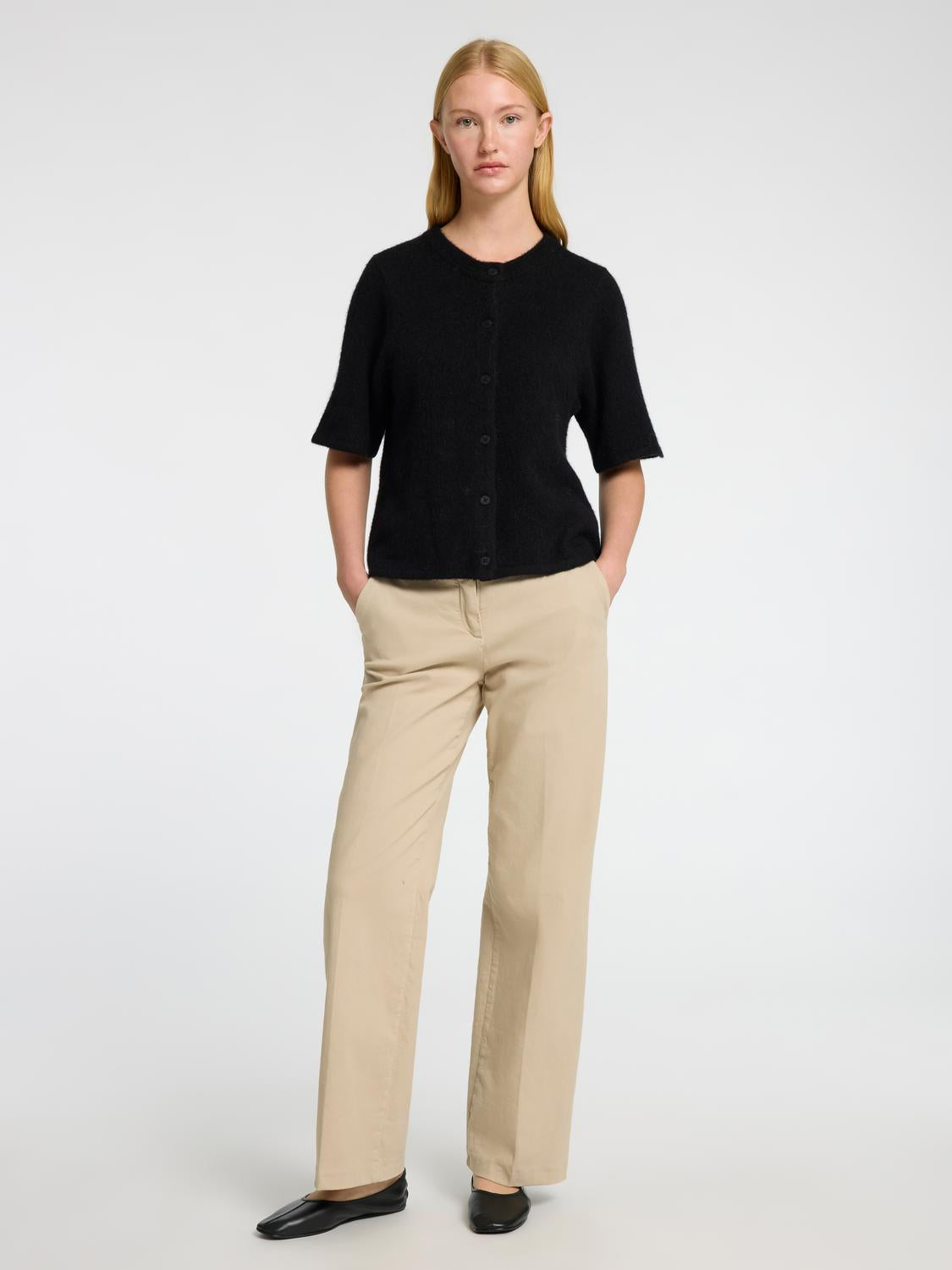 Lulu Strikket 2/4 Cardigan - Sort/ Black