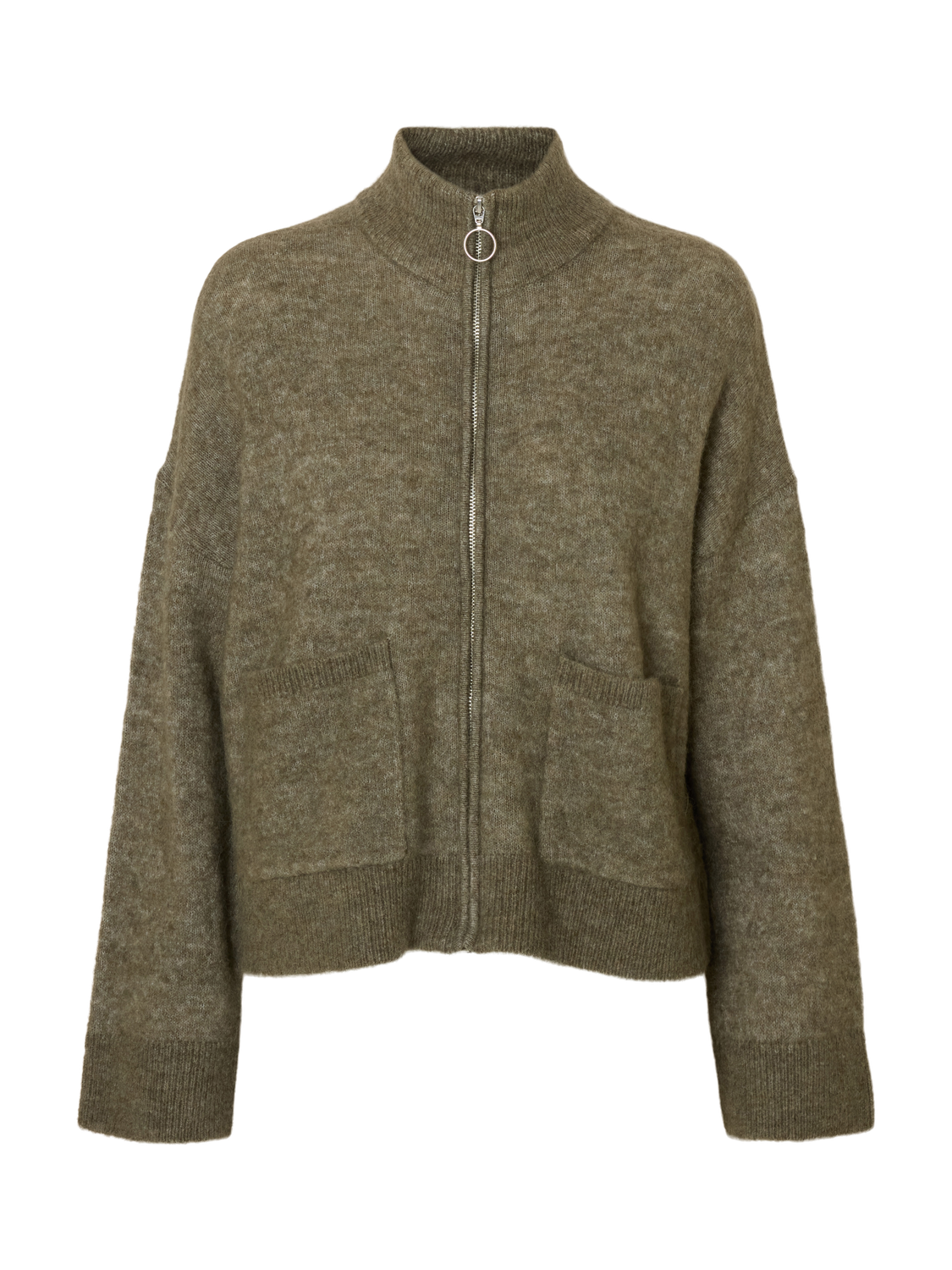 Sia Zipper Strikket Cardigan - Grønn/ Vetiver