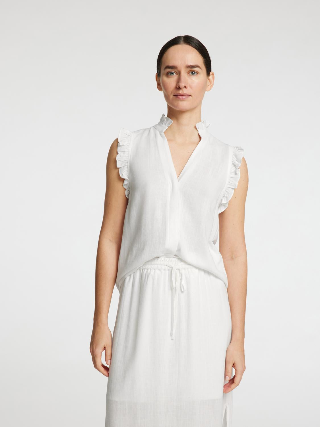 Viva Sun Ruffle Topp - Hvit/ Snow White