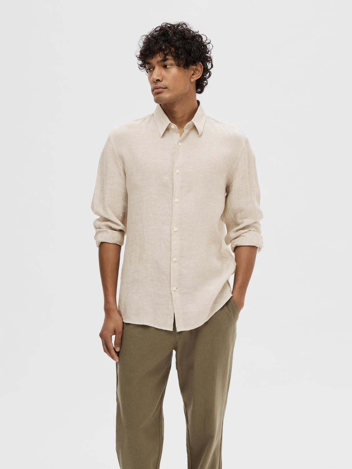 Regular Kylan Skjorte - Beige/ Pure Cashmere