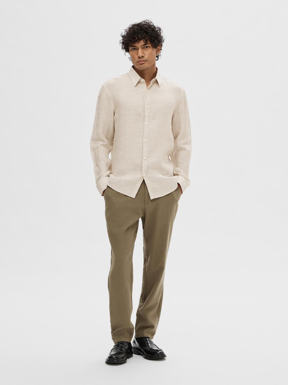 Regular Kylan Skjorte - Beige/ Pure Cashmere